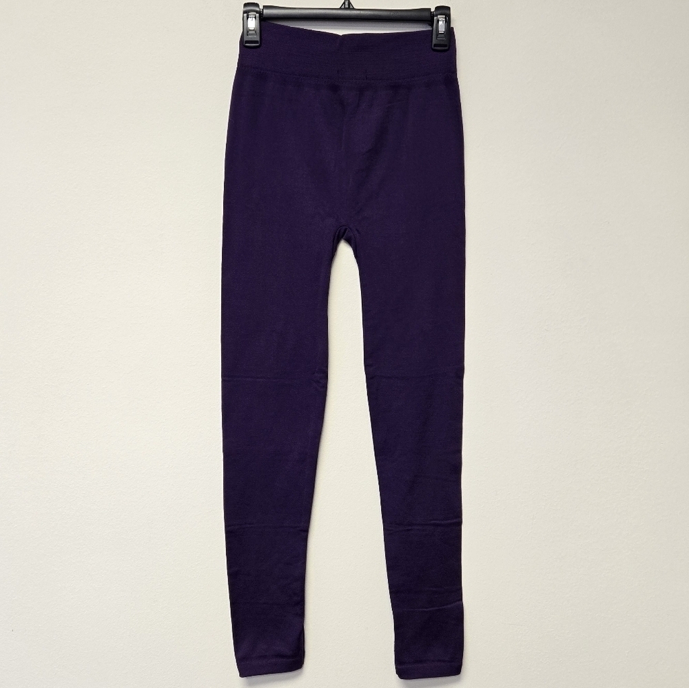 Zenana Outfitters Fleece Lined High Rise Leggings Dark Purple L / XL - Picture 3 of 5